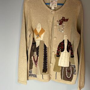 Christopher & Banks Limited Edition Hand Embroidered Collectible Cardigan Sweate